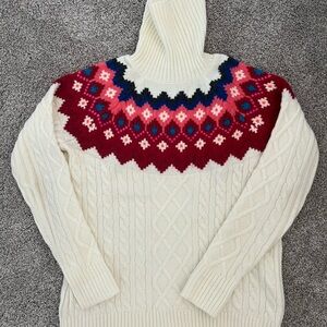LOFT Cream Sweater with Vibrant Pattern